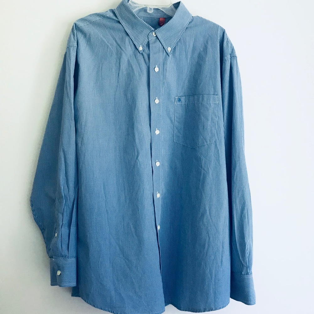 IZOD Blue Long Sleeve Button Down Casual Shirt
